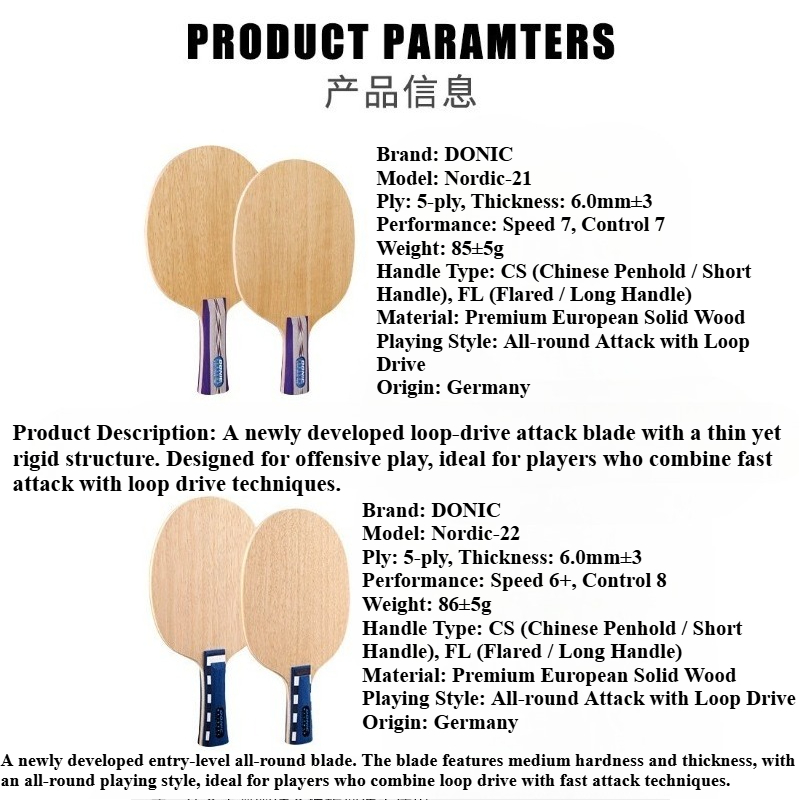 Donic Nordic 21 22 Racchetta d - Table Tennis Racket recensione e prezzo